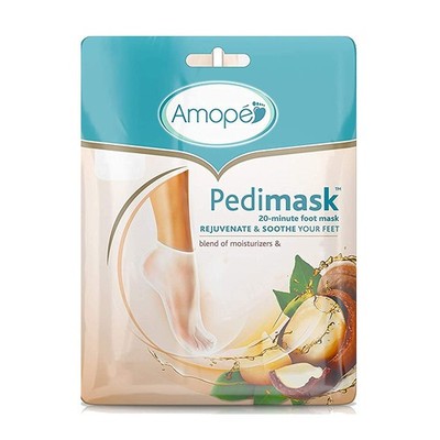 Amope Pedimask Foot Sock Mask, Macadamia Oil Essence, Pack of 4