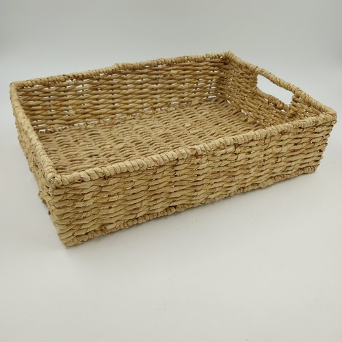 Seagrass Handwoven Rectangular Storage Basket Metal Frame Medium w Handles 16" - 第 1/9 張圖片