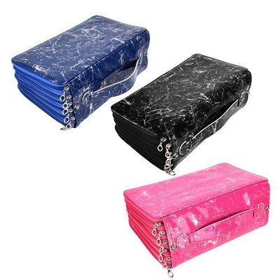 Pencil Case 360 Hole Large Capacity Neatly Crimped Feel Comfortable Glossy Zippe