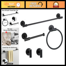 Matte Black Bathroom Towel Bar Set - 5 Piece Stainless Steel Wall Mounted Access