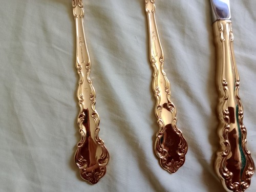 6 Pc set Community Modern Baroque Gold Stainless Flatware for 2 people - Picture 4 of 9