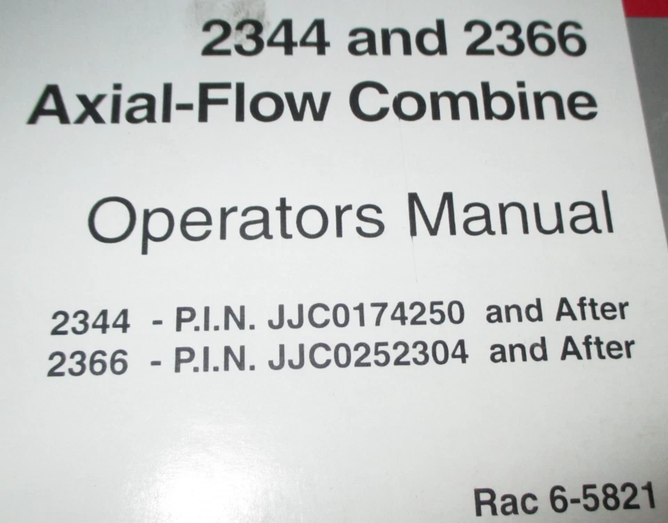 Manual de mantenimiento de operadores combinados Case IH 2344 y 2366 9-99 6-5821 ¡ORIGINAL! Foto 2 de 4
