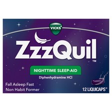 ZzzQuil LiquiCaps Sleep Aid 12 Count Fast Acting Non Habit Forming 50mg