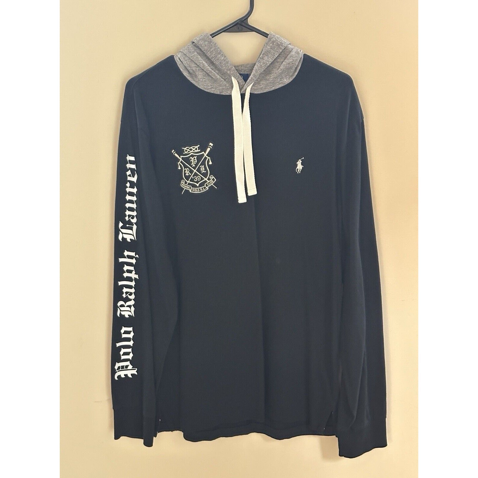 FILA Polo Ralph Lauren Felpa con Cappuccio Camicia Leggera Rowing Club Rara Uomo Taglia Large