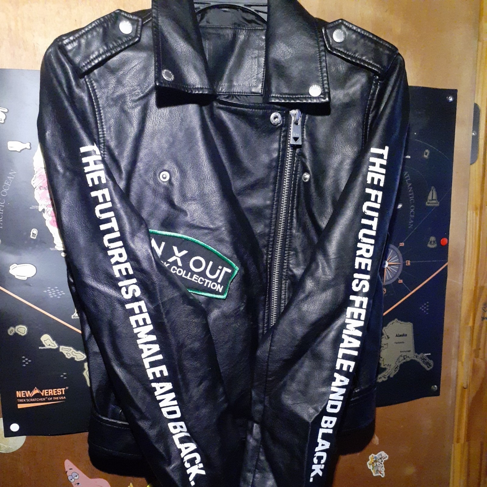 Black Size Small  Polyester Biker Jacket - image 2