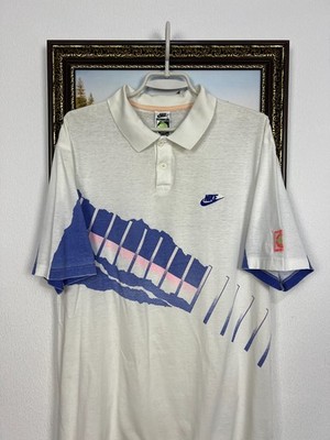 Vintage 90's Nike Court Andre Agassi Tennis Polo Shirt White