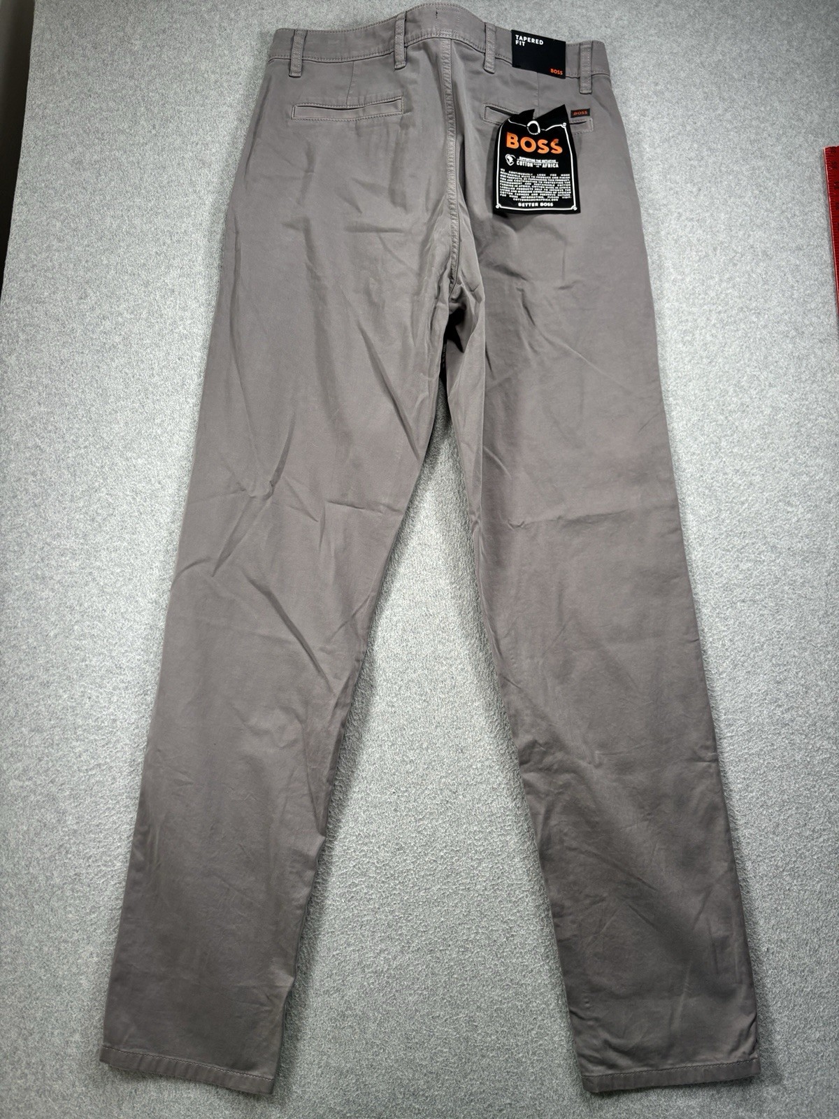 New Hugo Boss Men's Tapered Slim Fit Gray Chinos Pants 35x34 thumbnail 3