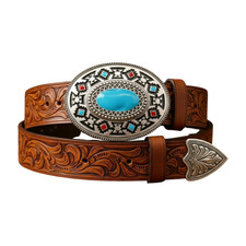 Men Women Buckle Silver Metal Western Fashion Turquoise Blue Ethnic Bohemian