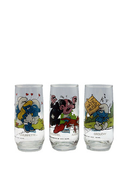 Vtg Peyo 1982 Walace Berrie Collectors Glasses SMURFS Set of 3 Gargamel Grouchy