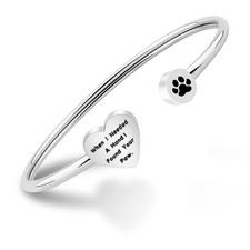 Dog Lovers Paw Print Bangle Bracelet - 'When I Needed A Hand, I Found Your Paw'
