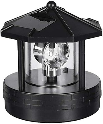 LED Solar Powered Lighthouse,360 Degree Rotating Lamp Waterproof Statue Rotat...