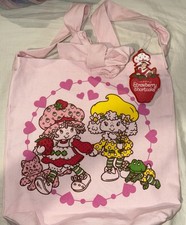 Strawberry Shortcake Valentine pink canvas tote bag 15  x13  
