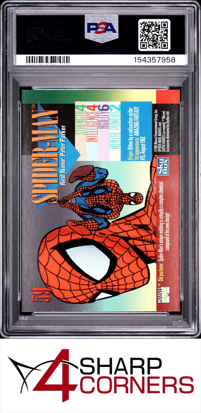 1993 MARVEL UNIVERSE #59 SPIDER-MAN PSA 10 view 2