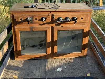 WINEBAR Vintage Wooden Lab Cabinet w/ Glass Doors, Hose Fittings and most taps