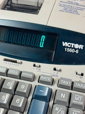 Victor 1560-6 Desktop Printing Calculator LCD Display Large Keys Time/Date