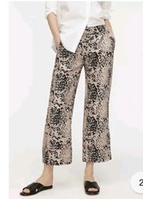 J.Crew Re-Imagined Leopard Print LInen Blend Chino Crop Flare Pants Sz 12 NWT