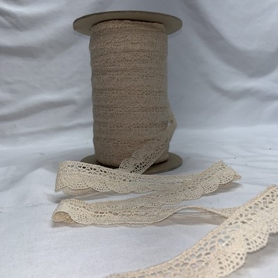 Medium Spool Of  1in Width Vintage Light Tan Beige Craft Sewing Lace Trim