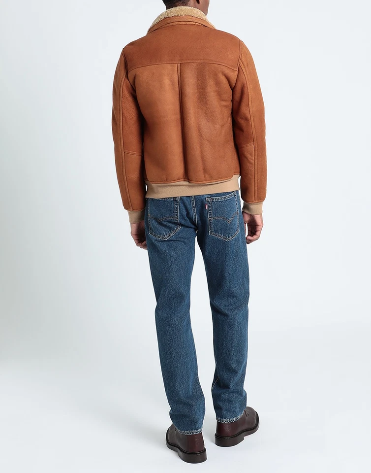 RRP €999 DACUTE Shearling Bomber Jacket IT50 US40 L Zipped Wool Blend Rib - Image 2 of 4