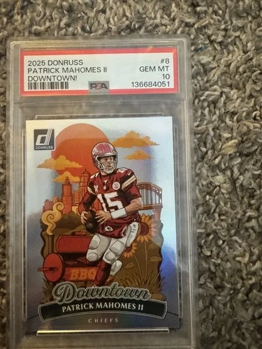 2025 Panini Donruss - Downtown! Patrick Mahomes II #8 Chiefs SP PSA 10 Gem Mint