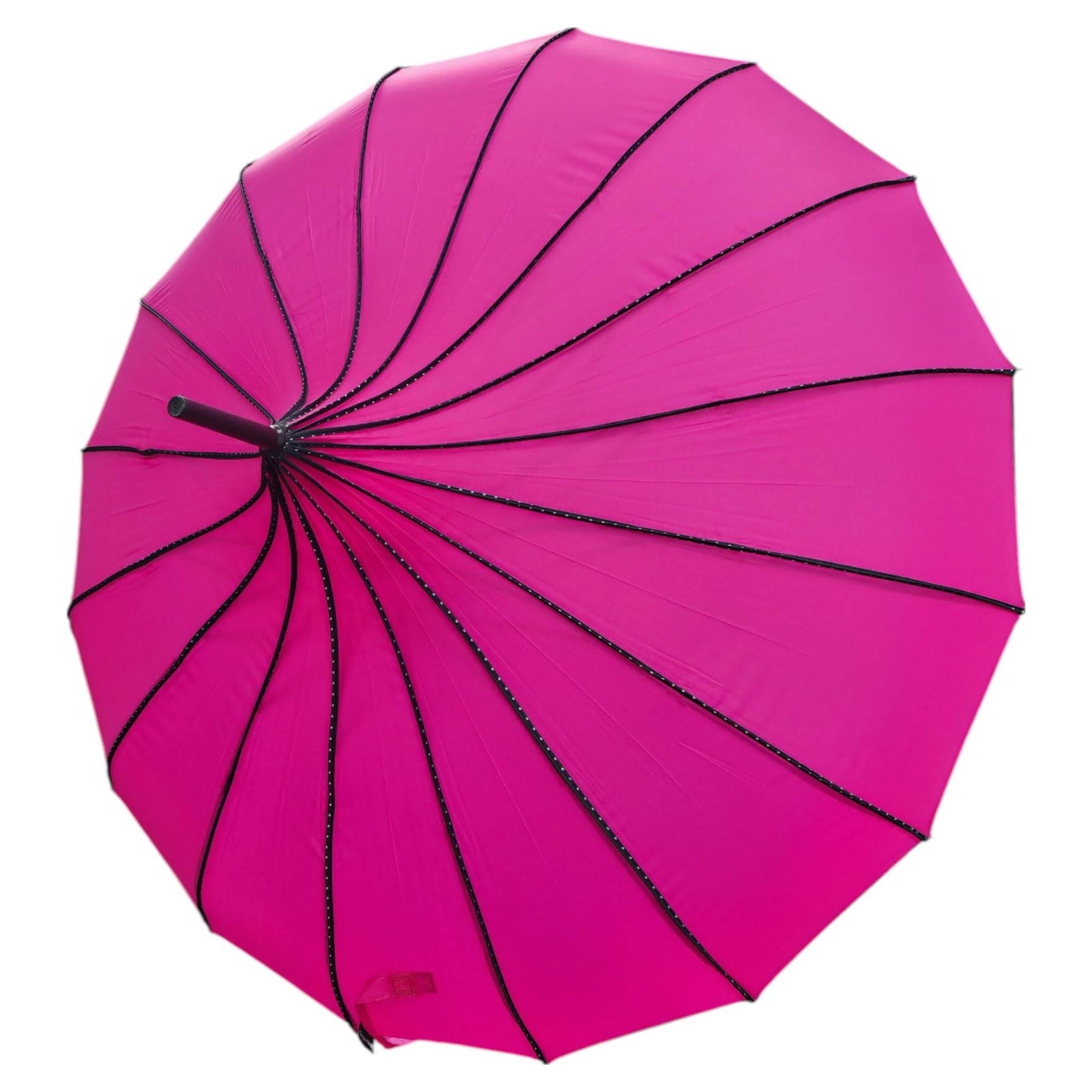 Pagoda Umbrella Pink Black Trim | Wedding Bridal Photo Windproof Rain Umbrella