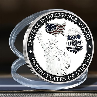 Versilbert CIA Gedenkmünze Central Intelligence Agency Challenge Coin USA