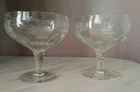 Vintage Clear Depression Glass Etched Floral Sherbet Glasses Wine Glass Set of 2