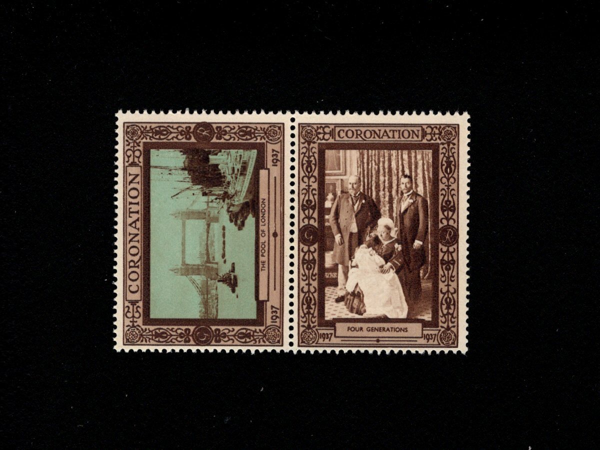 King George VI Coronation 4 Generations Royalty Cinderella Stamps
