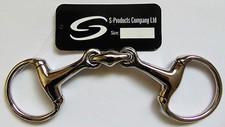 EGGBUTT CURVED STAINLESS STEEL DOUBLE JOINTED LOZENGE SNAFFLE HORSE BIT