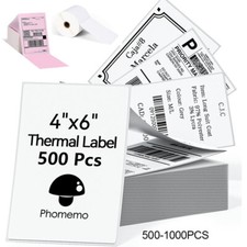 500/1000 4x6" Direct Thermal Shipping Labels for Zebra Rollo Phomemo Printers