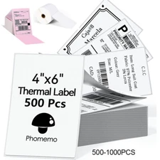 500/1000 4x6" Direct Thermal Shipping Labels for Zebra Rollo Phomemo Printers
