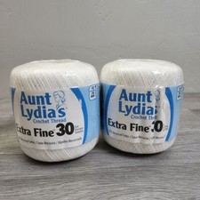 Aunt Lydias White Crochet Thread Extra Fine 2 Total Size 30 Mercerized Cotton