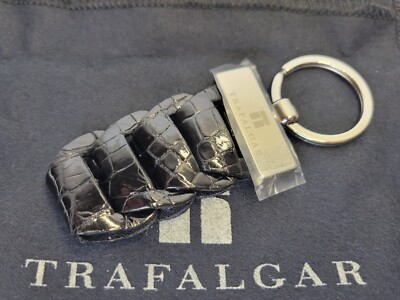 Trafalgar Alligator Leather Keyfob Black Handmade Keychain