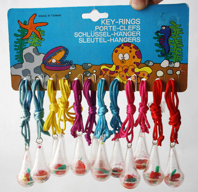 6X RARE VINTAGE 80'S OCTOPUS KEY RING KEY CHAIN KEYCHAINS CARD TAIWAN NEW NOS !