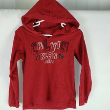 Calvin Klein Jeans Preschool Boys Long Sleeve Hooded T Shirt Red Size 4 AI