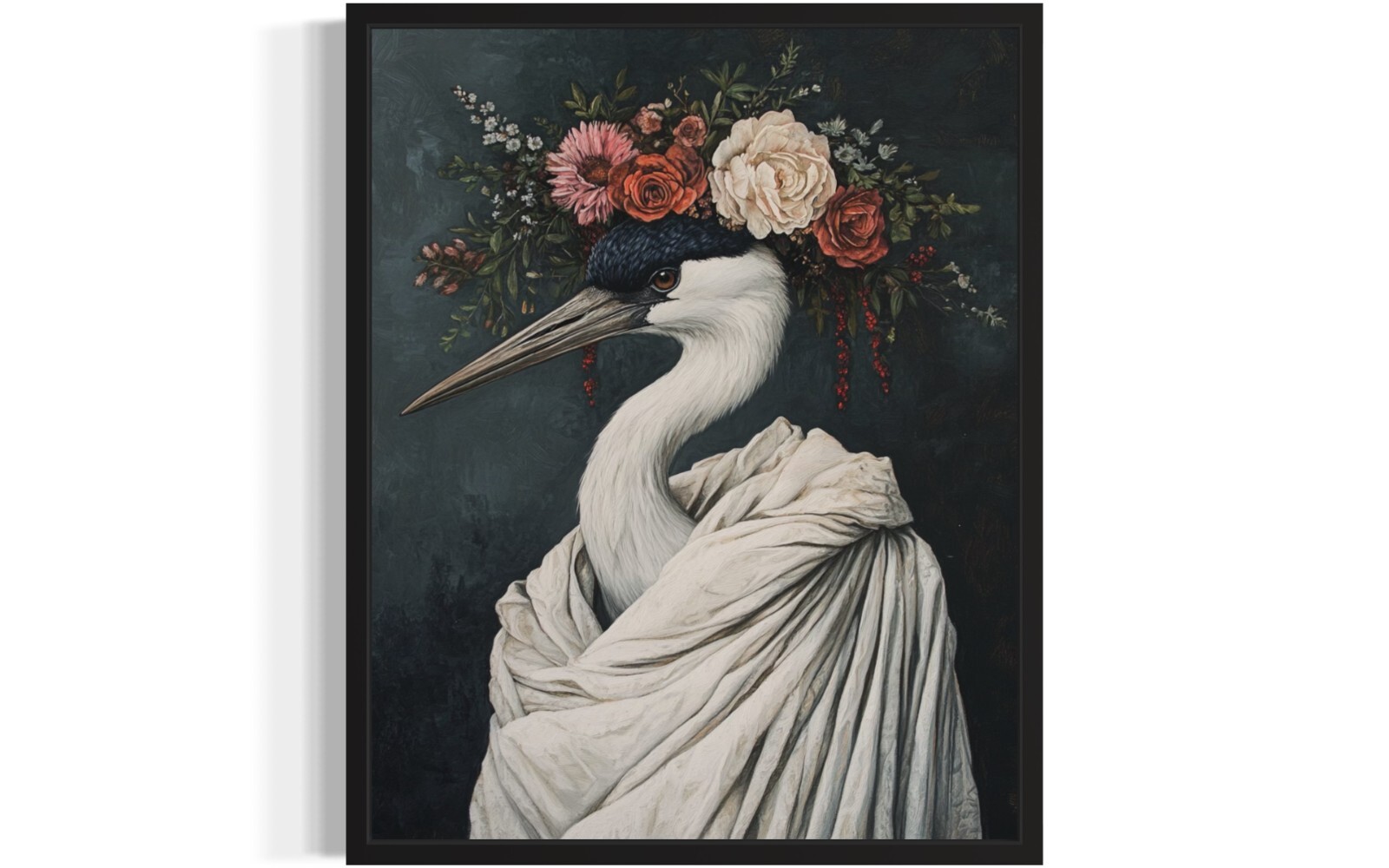 Crane and Flower Bathroom Art Print Poster Wall Painting Decor  