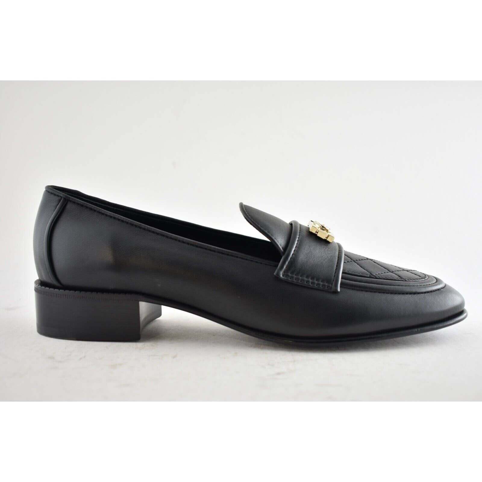 PANTOFOLA D’ORO Mocassino piatto slip on Chanel 20B ragazzo trapuntato nero LEGO metallo CC mulo oro 42