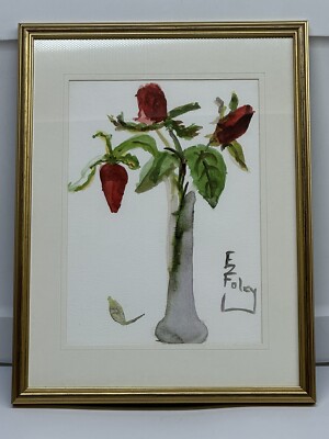 E Z Foley Original Still Life Floral Watercolor Painting Cape Cod Artist