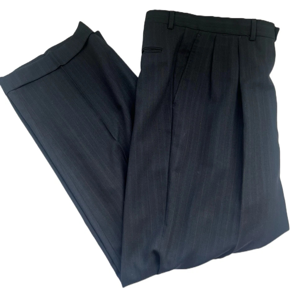 Valentino Garavani Uomo Line Suit Men’s Sz 46 Navy Virgin Wool Tailored Luxury - Image 4 of 4