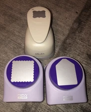 Lot Of 3 Marvy Uchida And Paper Studio Punches,  Gift Tag And Scalloped Square