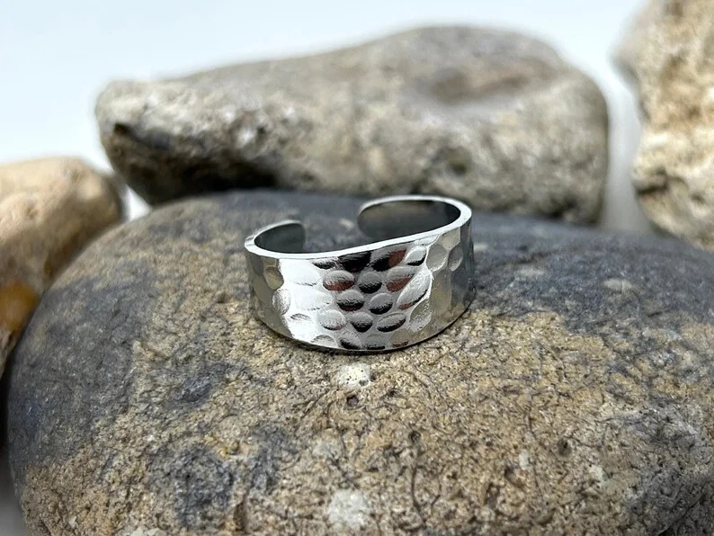 Stainless Steel 925 Sterling Silver Band Statement Ring Handmade