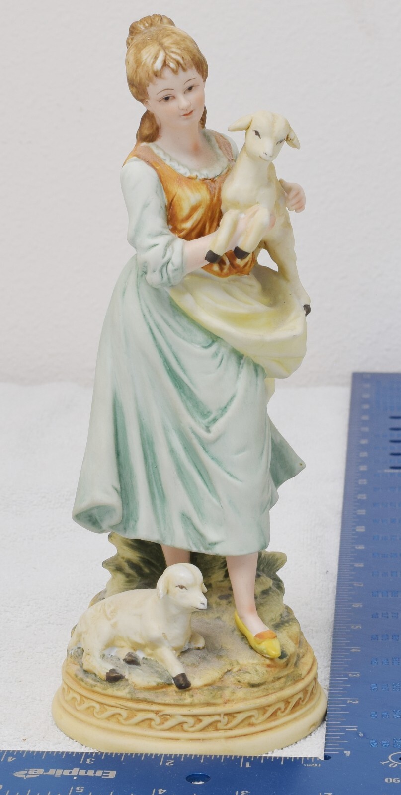 VTG Ethan Allen Figurine Bisque Woman with Sheep #3211B 9" Hand Painted