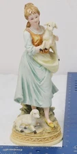 VTG Ethan Allen Figurine Bisque Woman with Sheep #3211B 9" Hand Painted