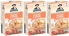 Quaker Peaches  Cream Instant Oatmeal 8 ct 3 Boxes Hot Breakfast Cereal