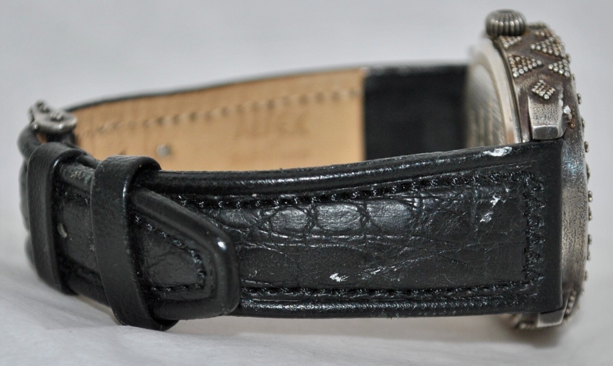 John Hardy by Alfex Sterling 925 Handcrafted Swiss Watch Croc Band John Hardy Handcrafted Silver Watch | Chicago Pawners & Jewelers main image 2