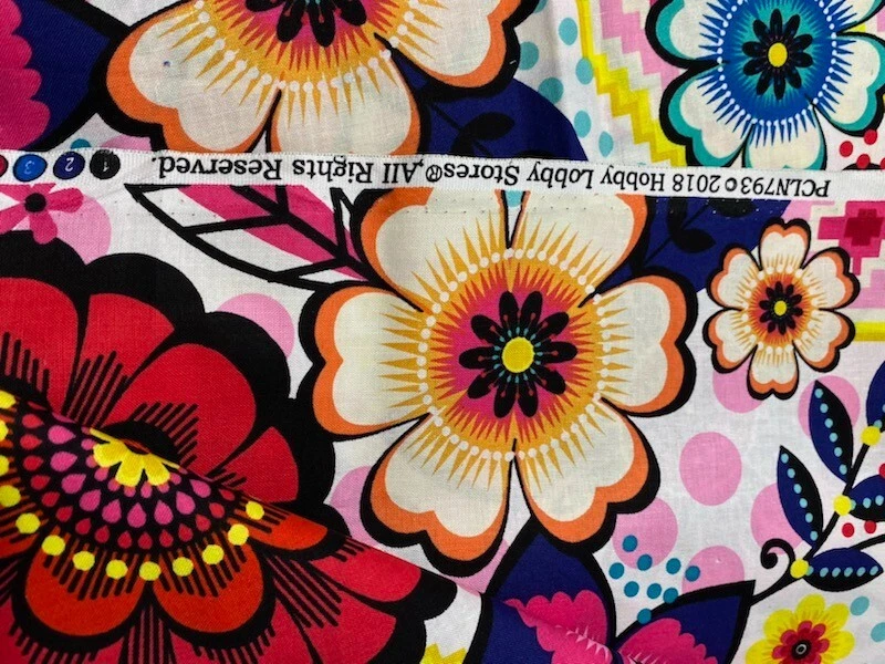 OOP Cotton Fabric BTY NEW Bright Big Mod Vintage Insp. Floral Hobby Lobby 2018 - Image 2 of 2
