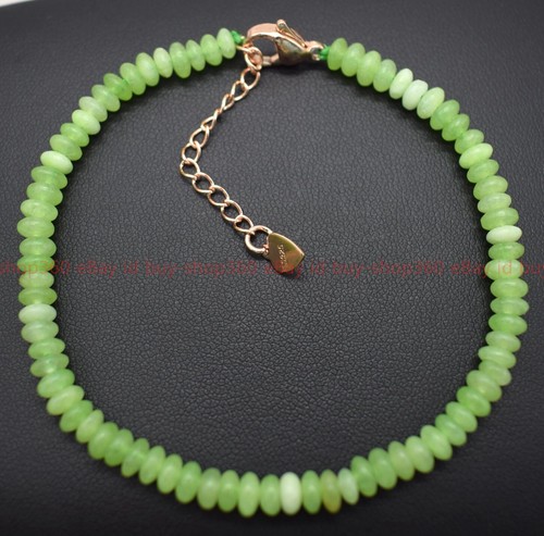 2x4mm Natural Green Peridot Rondelle Gemstone Beads Bracelet 7.5" - Picture 5 of 12