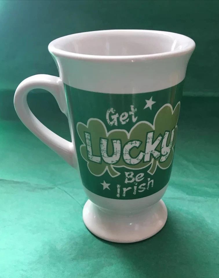 Taza de café Get Lucky🍀Be Irish Día de San Patricio 5" de alto cerámica Royal Norfolk Foto 2 de 4