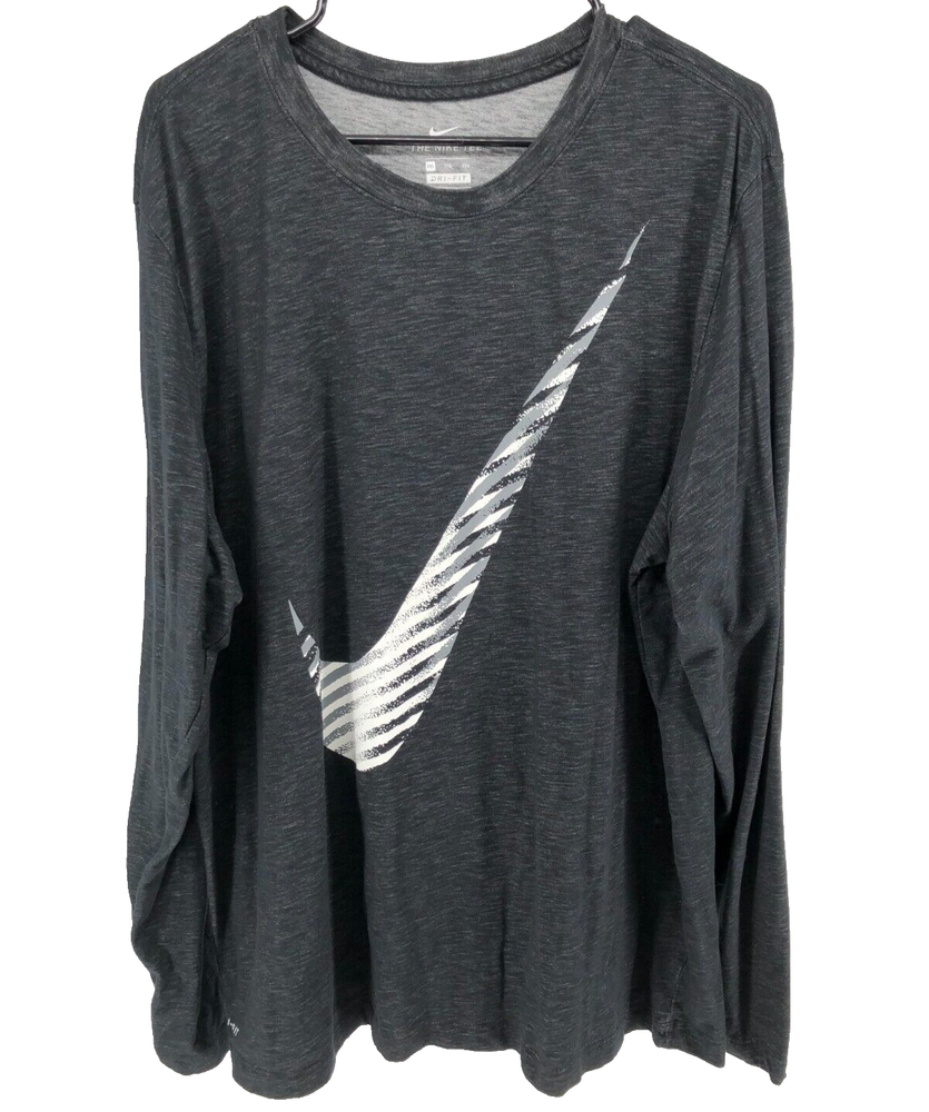 Nike Dri-Fit Men's Gray Long Sleeve T-Shirt Size 2XL