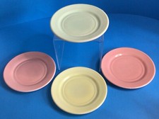 4 Vintage 1950's Hazel Atlas Hostess Pastel Milk Glass Children's Plates