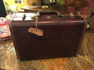Samsonite Luggage Train Case Small Suitcase 15x10x7 Shwayder Bros Greyhound tag
